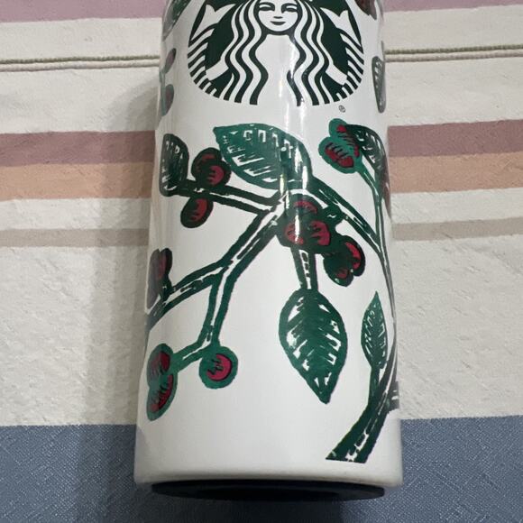 Starbucks 2016 Stainless 16 oz HOLLY BERRY Christmas Holiday Travel Mug Tumbler - Picture 2 of 6